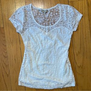 Guess White Floral Lace Blouse